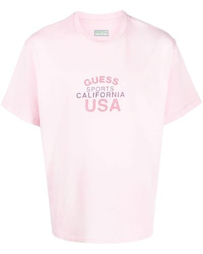 Guess USA Logo-print Cotton T-shirt - Pink