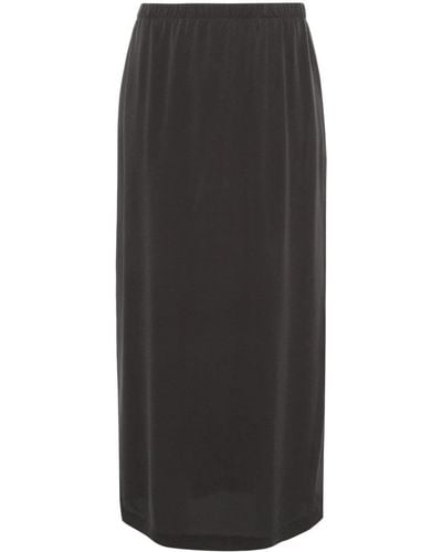 Private 0204 Straight Silk Midi Skirt - Black
