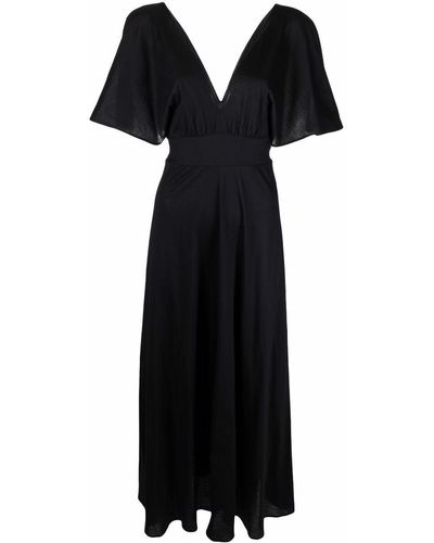 Eres Aurore Gathered-detail V-neck Dress - Black