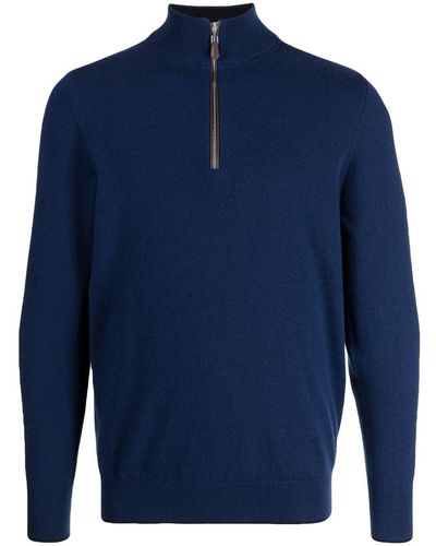 N.Peal Cashmere The Carnaby Zip-fastening Cashmere Jumper - Blue
