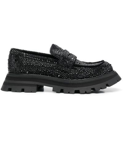 Alexander McQueen Alexander Mc Queen Crystal-embellished Slip-on Loafers - Black