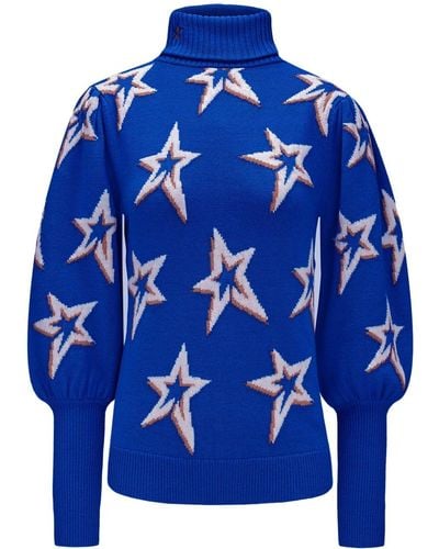 Perfect Moment Star Dust Balloon-sleeve Sweater - Blue