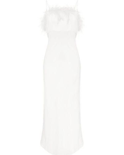 RIXO London Selene Feather-trim Midi Dress - White