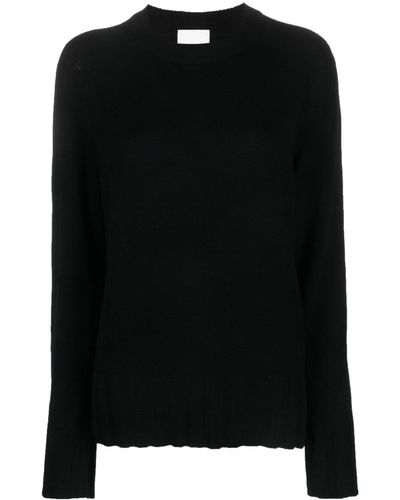 Allude Ribbed-detail Crew-neck Sweater - Black