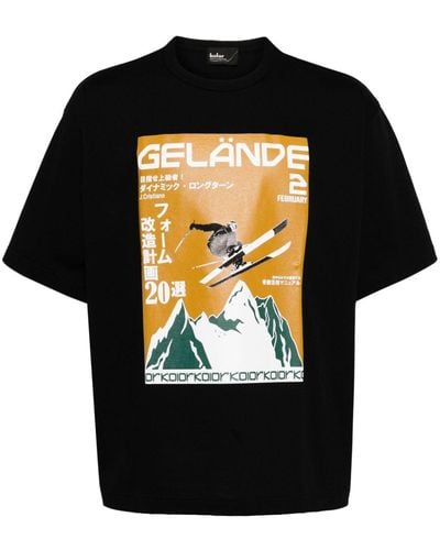 Kolor T-Shirt mit grafischem Print - Schwarz