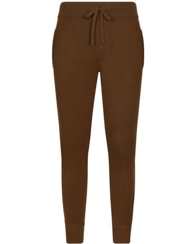 Dolce & Gabbana Virgin Wool-silk Tapered Pants - Brown