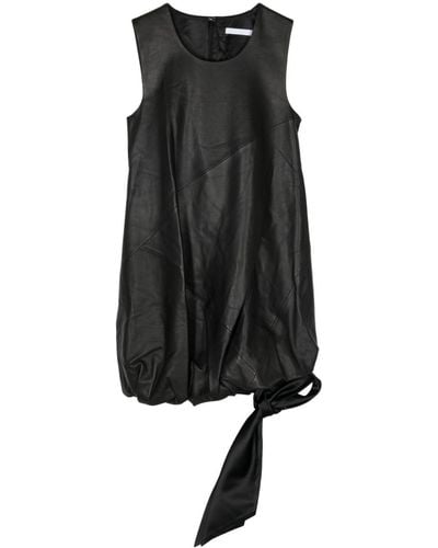 Helmut Lang Leather Puffball Minidress - Black