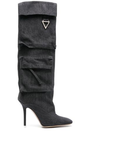 The Attico Sienna 105mm Denim Boots - Black