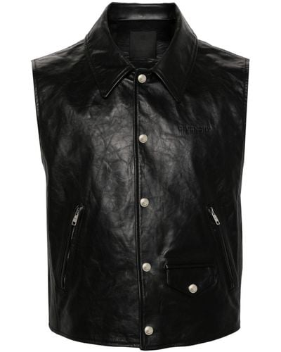 Givenchy Press-stud Leather Gilet - Black