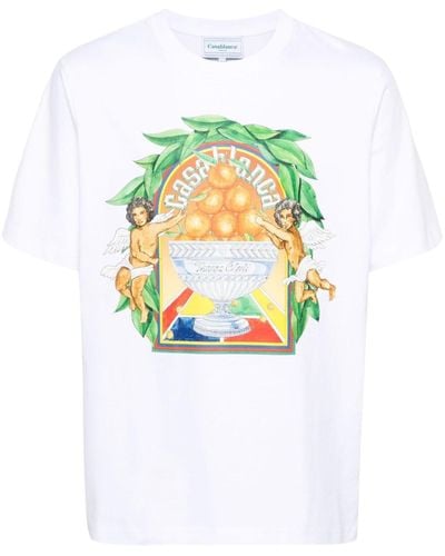 Casablancabrand T-shirt Van Biologisch Katoen Met Logoprint - Wit