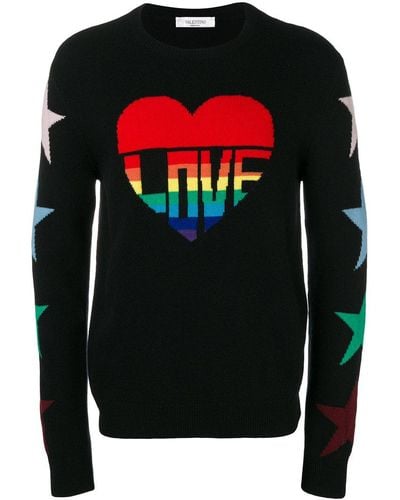 Valentino Love Intarsia Sweater - Black