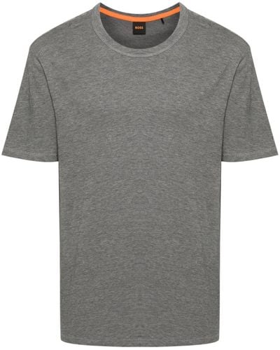 HUGO T-Shirt mit gummiertem Logo - Grau