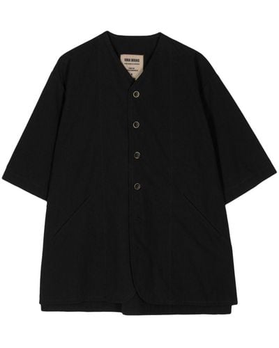 Uma Wang Chemise en coton à col v - Noir