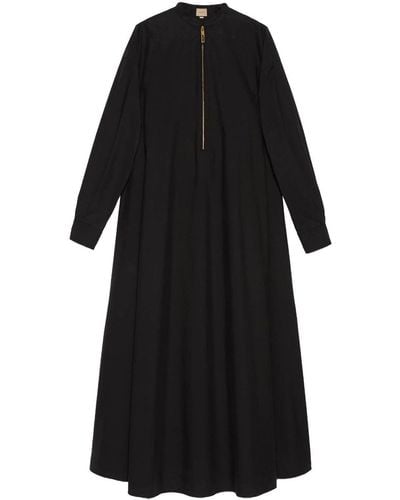 Gucci Robe longue en coton à carreaux vichy - Noir