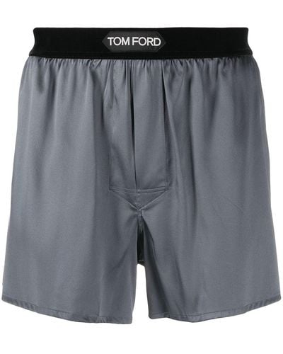 Tom Ford Boxer à taille à logo - Gris