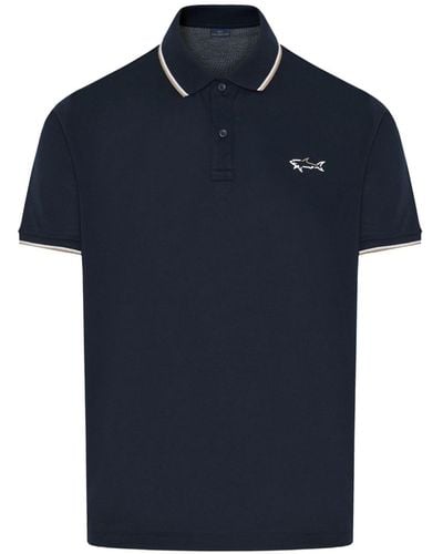 Paul & Shark Logo-print Cotton Polo Shirt - Blue