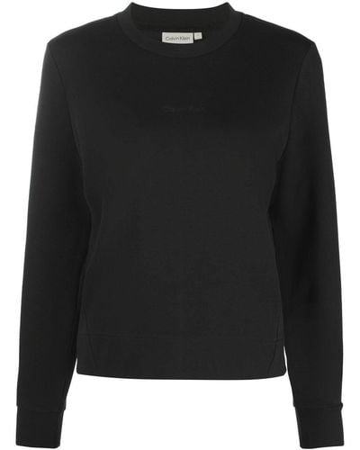 Calvin Klein Logo-print Crew Neck Sweatshirt - Black