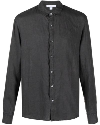 James Perse Classic-collar Linen Shirt - Black