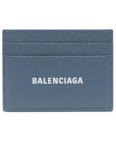Balenciaga Porte-cartes en cuir à logo imprimé - Bleu