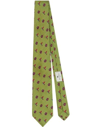 Etro Patterned-jacquard Silk Tie - Green