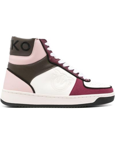 Pinko Baltimore Colour-block High-top Sneakers - Pink