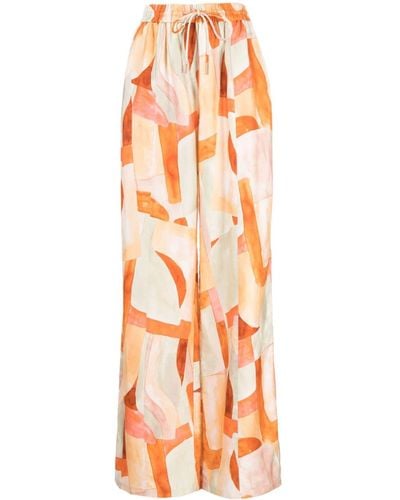Acler Edmond Abstract-print Palazzo Trousers - Orange