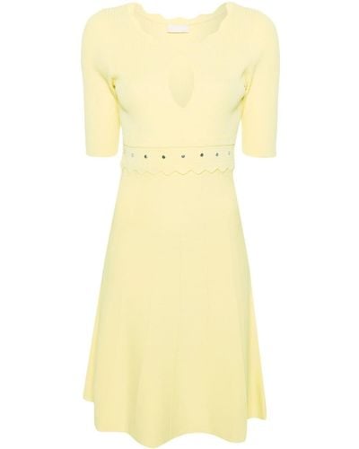 Liu Jo Studded Ribbed-knit Dress - Yellow