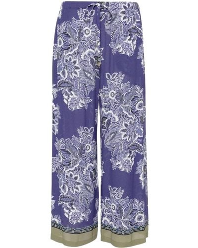 Etro Pantalon à fleurs - Bleu