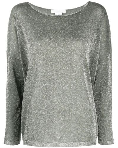 Fabiana Filippi Glitter-embellished Long-sleeve Top - Gray