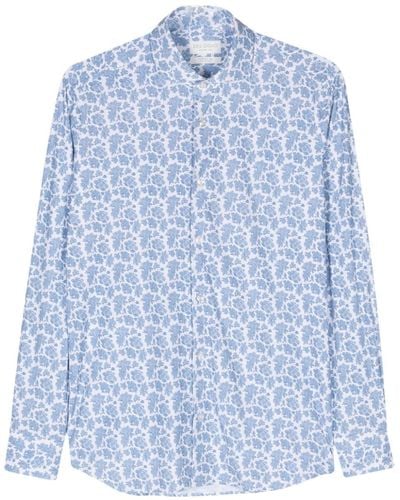 Dell'Oglio Floral-print Long-sleeve Shirt - Blue