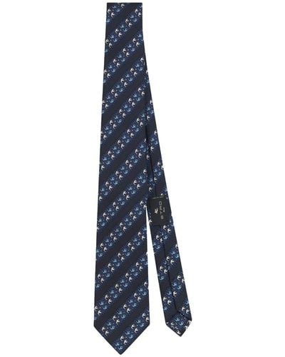 Etro Cravate en soie à motif géométrique - Bleu