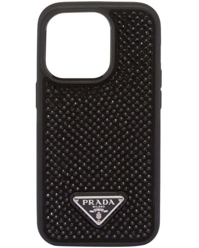 Prada Coque d'iPhone 14 Pro Max à plaque logo - Noir
