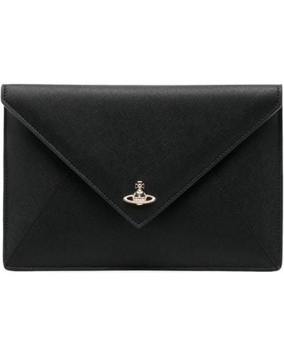 Vivienne Westwood Envelope Orb-plaque Clutch Bag - Black