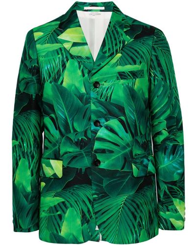 Comme des Garçons Leaf-print single-breasted blazer - Verde