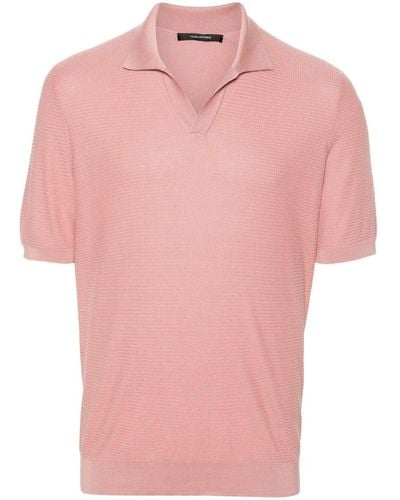 Tagliatore Short-Sleeve Pointelle Polo Shirt - Pink