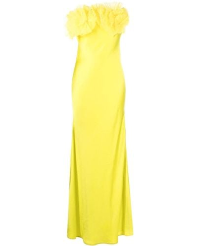 Rachel Gilbert Eyelar Floral-appliqué Gown - Yellow