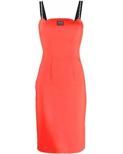 Versace Logo-patch Fitted Dress - Red