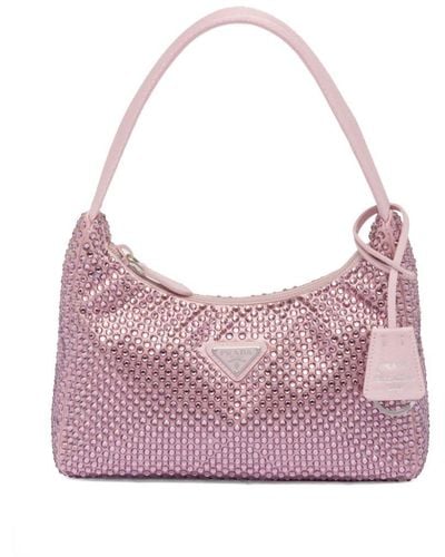 Prada Crystal-embellished Satin Mini Bag - Pink