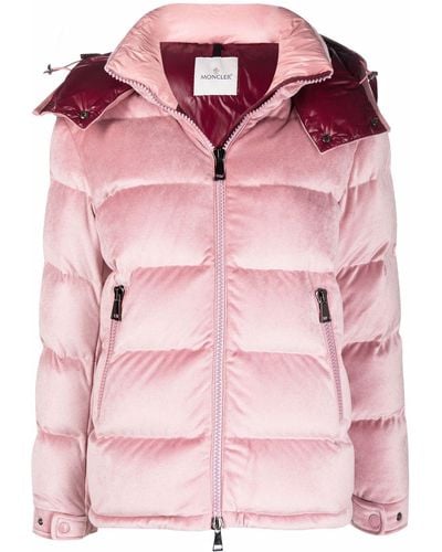 Moncler Holostee Velvet Puffer Jacket - Pink