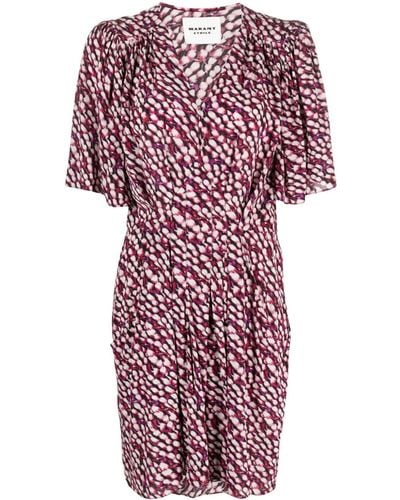 Isabel Marant Vedolia Abstract-print Dress - Red
