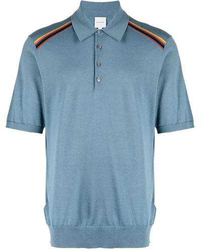 Paul Smith Gestricktes Poloshirt mit Streifen - Blau