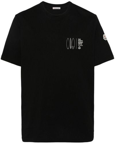 Moncler T-Shirt mit Adressen-Print - Schwarz