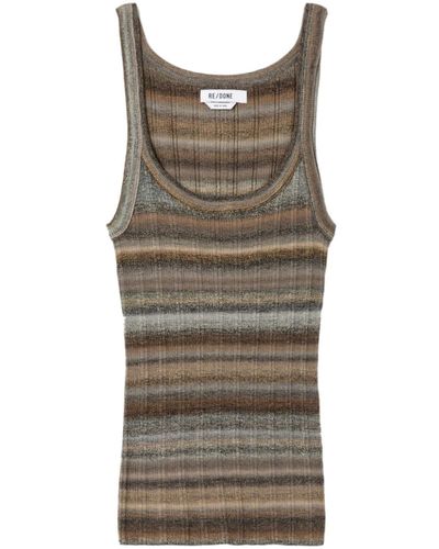 RE/DONE Space Dye Ribbed Wool Top - Gray