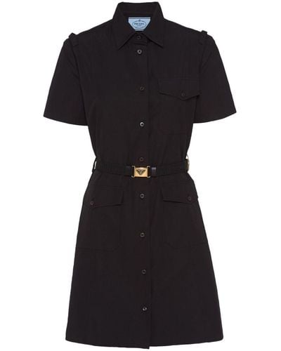 Prada Popeline Mini-jurk - Zwart