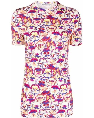 Rabanne Floral-print Short-sleeve T-shirt - Pink