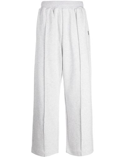 Izzue Mélange-effect Wide-leg Track Trousers - White
