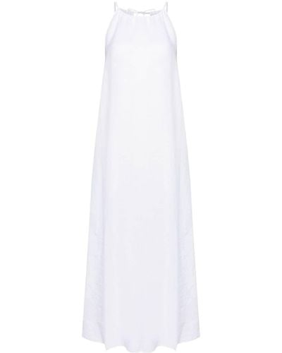 120% Lino A-line Linen Maxi Dress - White