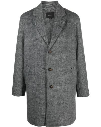 Vince Houndstooth-pattern Single-breasted Coat - Grey