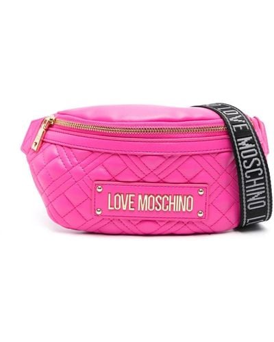 Love Moschino Logo-lettering Quilted Belt Bag - Pink