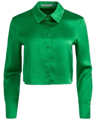 Alice + Olivia Leon Cropped Blouse - Green